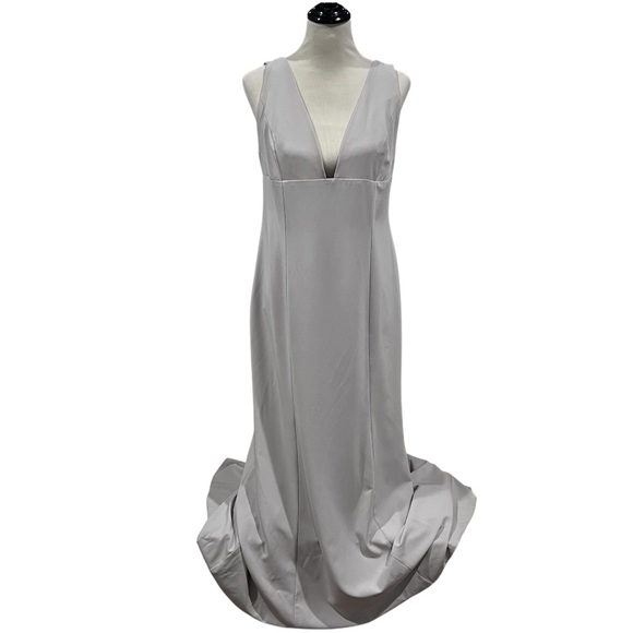Amsale New York Platinum Leif Maxi Gown Size 14 - Picture 2 of 9